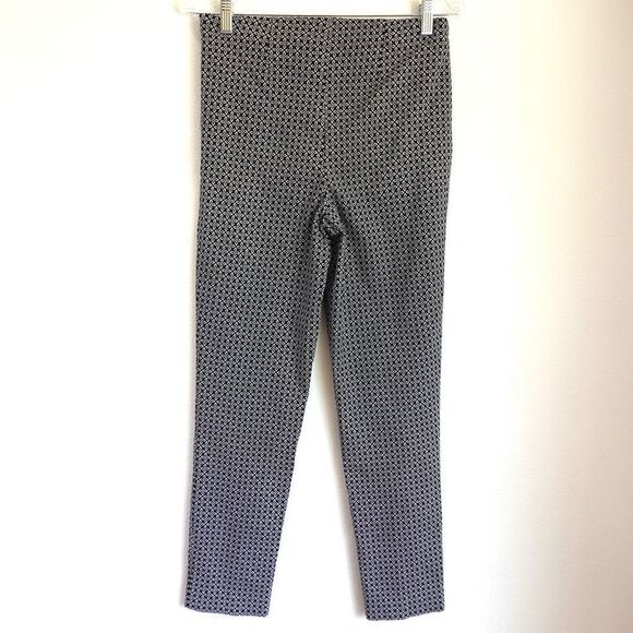Susan Graver Stretch slim Patterned Pants Black White Size 6 - Picture 4 of 16